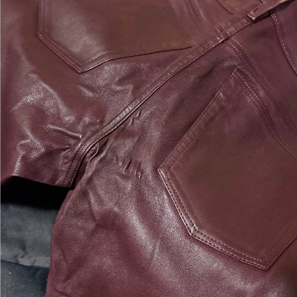 AG Adriano Goldschmied LEATHER The Leggings Super Skinny Jeans Burgundy Pants - Picture 14 of 15